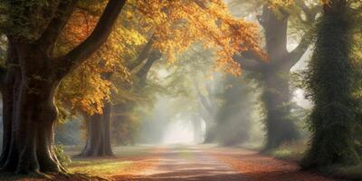 ai generiert Herbst Wald Gasse generativ ai foto