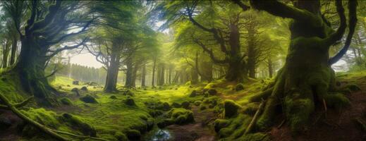 ai generiert magisch Frühling Wald generativ ai foto