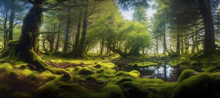 ai generiert magisch Frühling Wald generativ ai foto