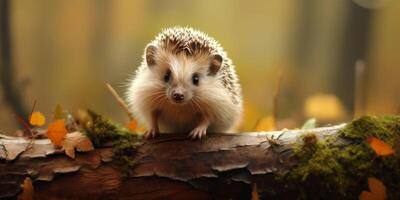 ai generiert Igel im das Herbst Wald generativ ai foto