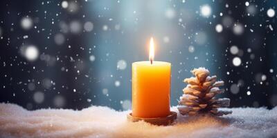 ai generiert Neu Jahr Weihnachten Hintergrund mit Verbrennung Kerze generativ ai foto