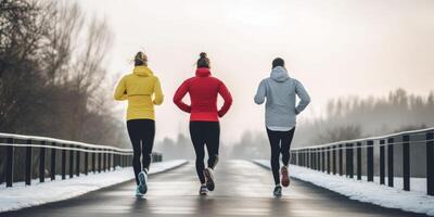 ai generiert Joggen im das frisch Luft generativ ai foto