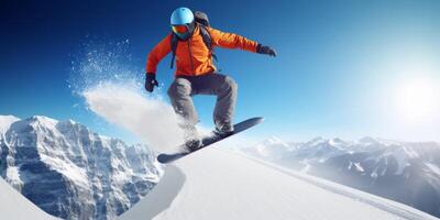 ai generiert Snowboarder durchführen ein Trick generativ ai foto