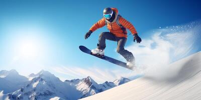 ai generiert Snowboarder durchführen ein Trick generativ ai foto