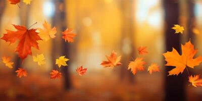 ai generiert fallen Blätter im das Herbst Wald generativ ai foto