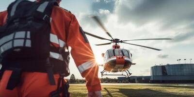 ai generiert Hubschrauber und Rettung Bedienung Retter generativ ai foto