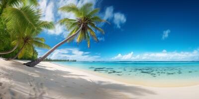 ai generiert Palme Baum auf das Strand generativ ai foto