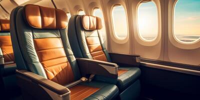 ai generiert Luxus Geschäft Klasse Flugzeug Kabine generativ ai foto