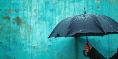 ai generiert Mensch Hand halten ein Regenschirm generativ ai foto