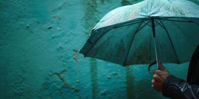 ai generiert Mensch Hand halten ein Regenschirm generativ ai foto