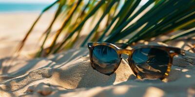 ai generiert Sonnenbrille auf das Strand generativ ai foto