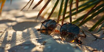 ai generiert Sonnenbrille auf das Strand generativ ai foto