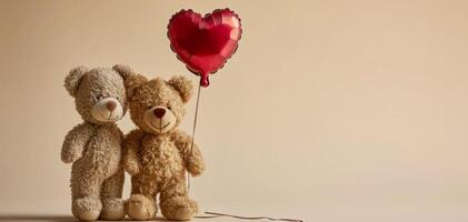 ai generiert Teddy Bär mit ein herzförmig Ball Valentinstag Tag generativ ai foto