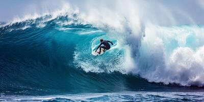 Surfer auf der Welle foto