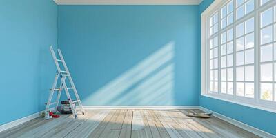 Gemälde das Wände im das Wohnung Treppe Farbe Eimer foto