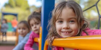 Kinder auf das Kindergarten Spielplatz foto