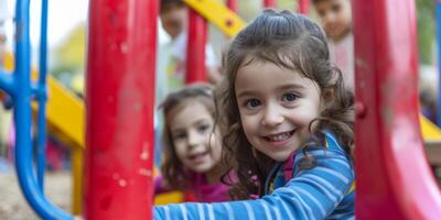 Kinder auf das Kindergarten Spielplatz foto