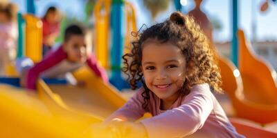 Kinder auf das Kindergarten Spielplatz foto