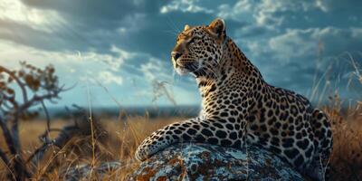 Leopard auf verschwommen Hintergrund Tierwelt foto