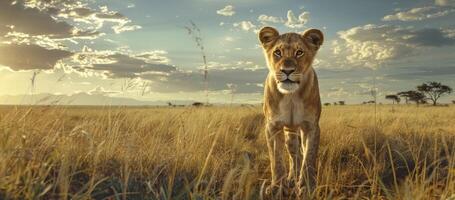 Löwe auf verschwommen Hintergrund wild Natur foto