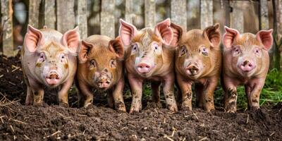 Schweine im ein Schweinestall auf ein Bauernhof foto