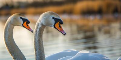 Schwäne auf das See Tierwelt foto