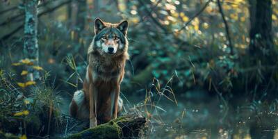 Wolf im das Wald im das wild foto