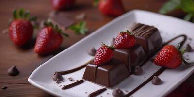 gebrochen Schokolade Bar mit Beeren foto