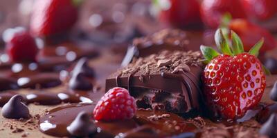 gebrochen Schokolade Bar mit Beeren foto