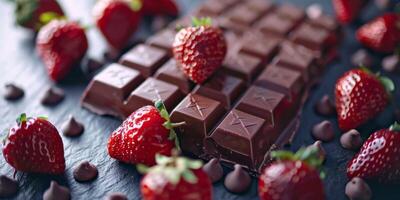 gebrochen Schokolade Bar mit Beeren foto