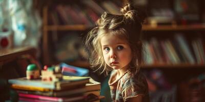 Porträt von ein Kind Mädchen Nahansicht foto