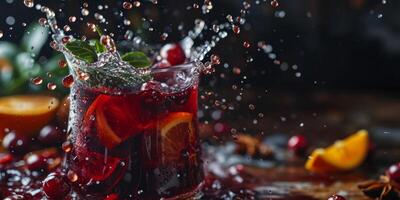 überlegte Wein heiß Wein mit Gewürze spritzt foto