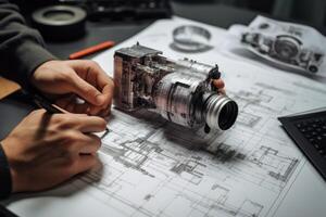 Entwicklung Ingenieur Zeichnungen foto
