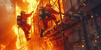 Feuerwehrmann Putten aus ein Feuer foto