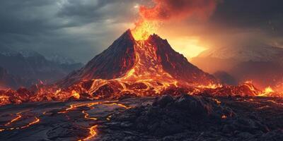 Vulkan Eruption Lava fließt foto