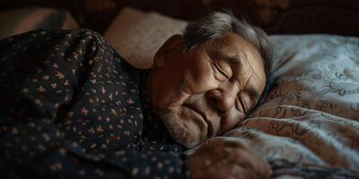 Alten Mann Schlafen friedlich foto