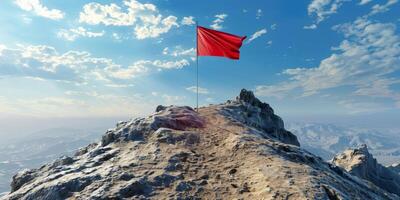 Flagge auf oben von das Berg foto