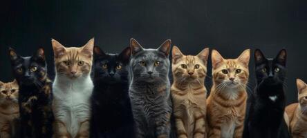 Studio Foto von ein Gruppe von Katzen