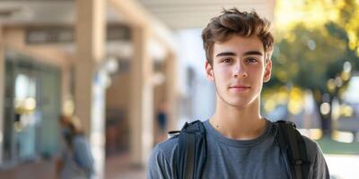 Schüler Gehen Nieder das Straße foto