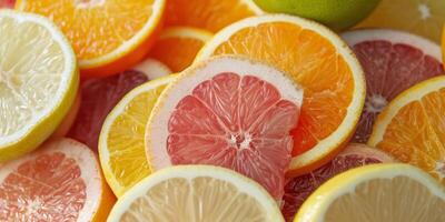geschnitten Zitrusfrüchte Orange Mandarine Limette foto