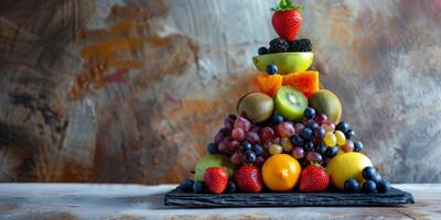 Pyramide von Früchte gesund Essen foto