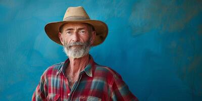 Farmer auf Blau Hintergrund foto