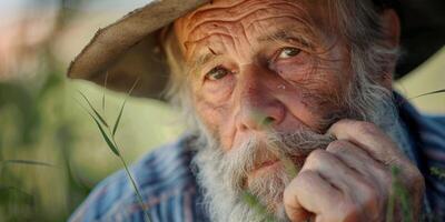 Farmer im Hut Nahansicht Porträt foto