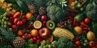 Früchte und Gemüse sortiert foto