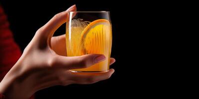 natürlich Saft im ein Glas im Hand foto