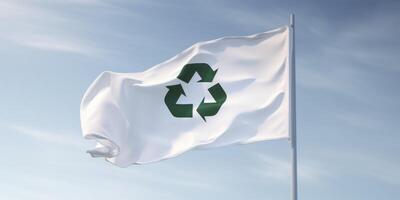 Recycling Symbol auf ein Weiß Flagge foto