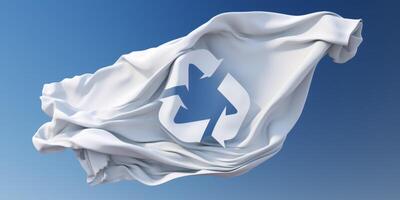 Recycling Symbol auf ein Weiß Flagge foto