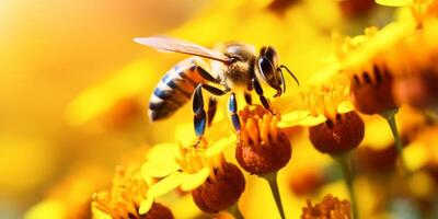 Biene auf ein Blume Makro Nahansicht foto