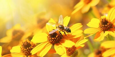 Biene auf ein Blume Makro Nahansicht foto