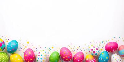 Ostern bunt Eier auf Weiß Hintergrund Banner foto